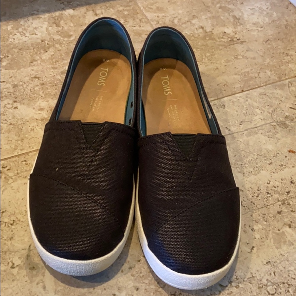 Brand New TOMS Black Coated Canvas Slip On